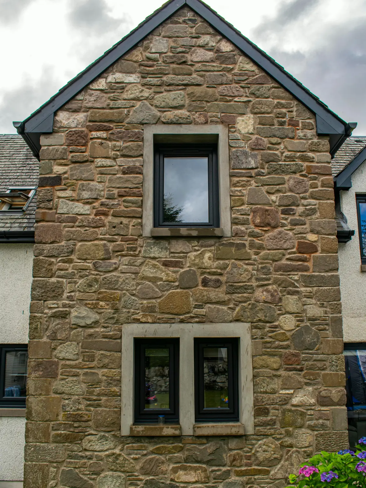 Anthracite grey aluminium casement window installation, Dundee