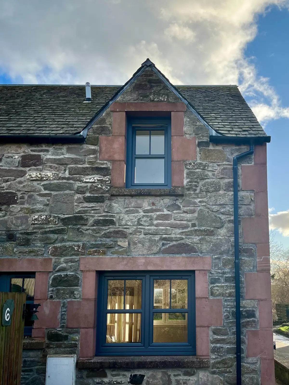 Blue uPVC casement window installation, Dundee