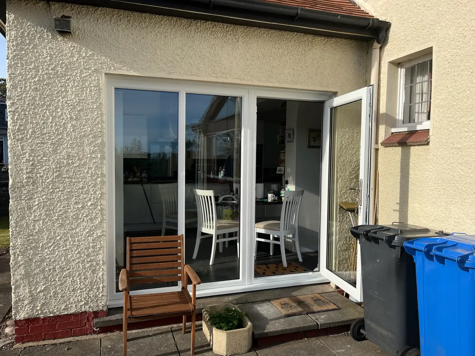 White uPVC double-leaf door installation, Dundee